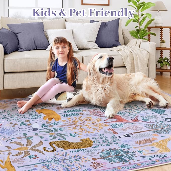 Low‑pile, kid and pet friendly