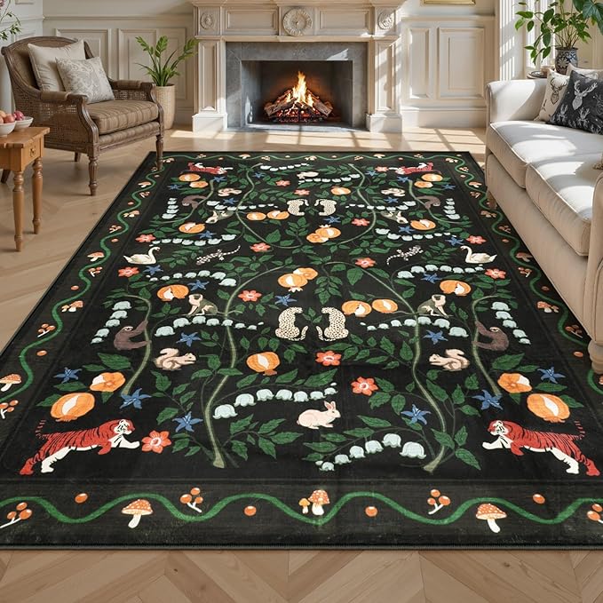 OJIA Jungle Print Washable Area Rug 5x7