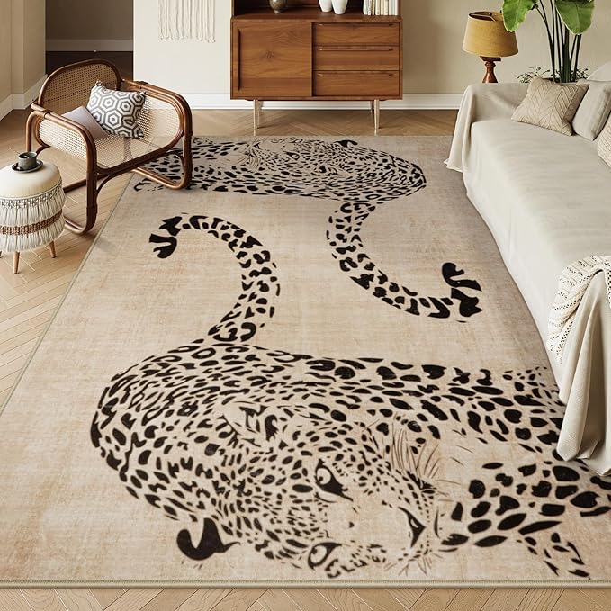 OJIA Leopard 8x10 Large Washable Area Rug